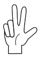 hand with three fingers raised