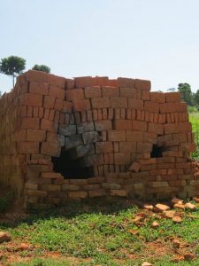 bricks stacked in the shape of a kiln