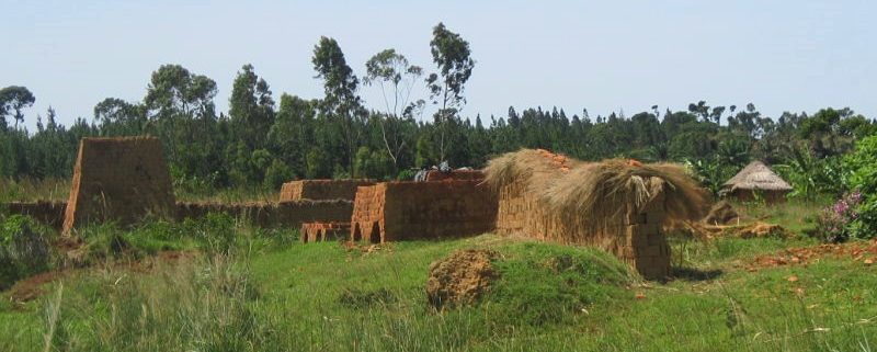 kilns and stacks of drying clay bricks