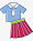graphic of pleated skirt and blouse with necktie